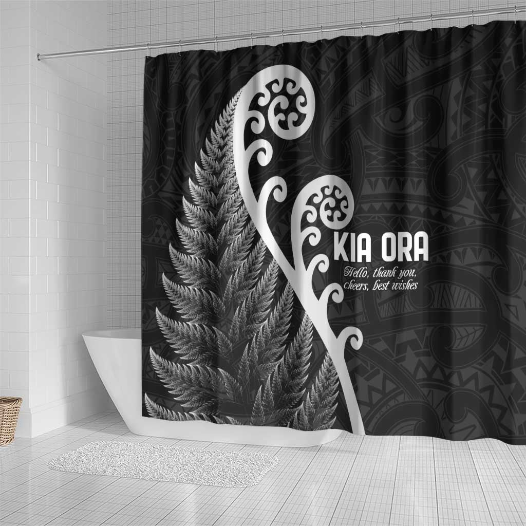 Kia Ora Maori Language Shower Curtain Te Reo Maori Koru Fern Art