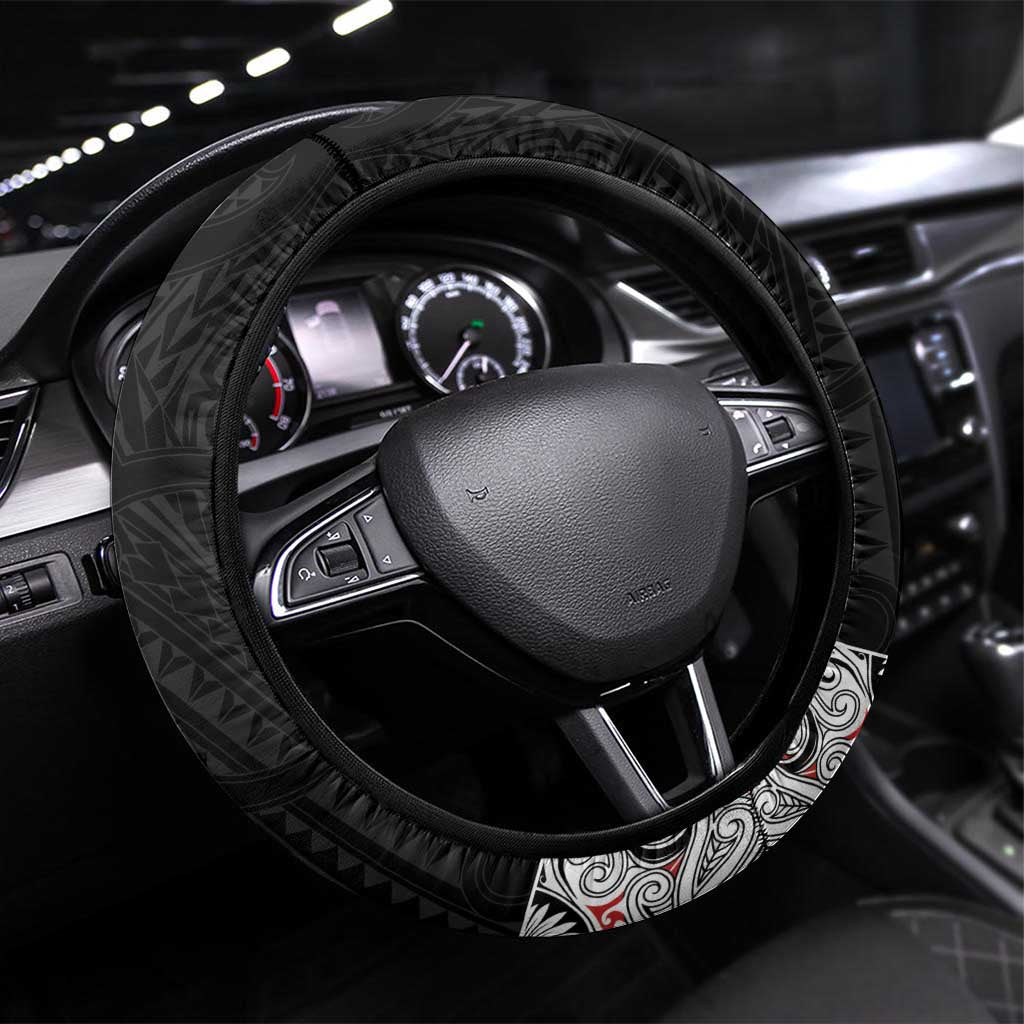 Kia Ora Maori Language Steering Wheel Cover Te Reo Maori Koru Fern Art LT9 Universal Fit Black - Polynesian Pride