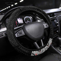 Kia Ora Maori Language Steering Wheel Cover Te Reo Maori Koru Fern Art LT9 Universal Fit Black - Polynesian Pride