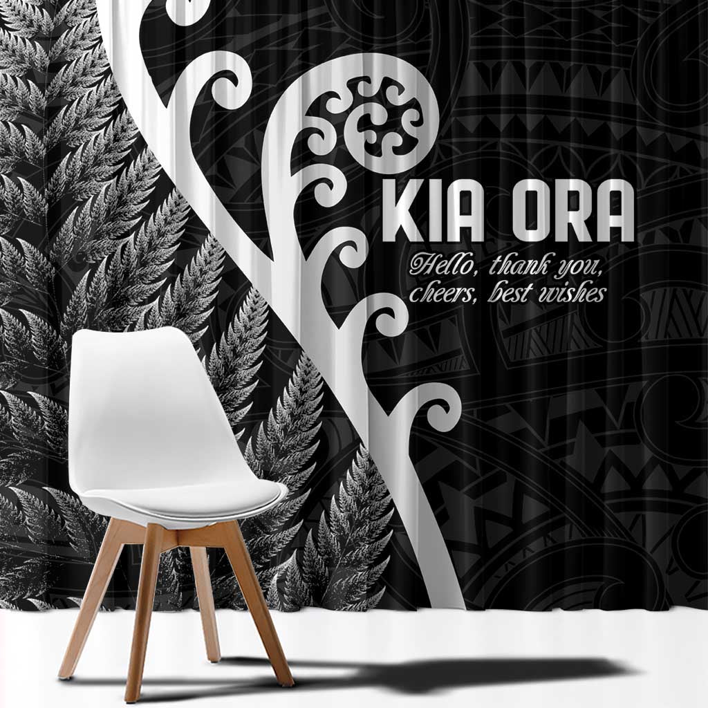 Kia Ora Maori Language Window Curtain Te Reo Maori Koru Fern Art LT9 - Polynesian Pride