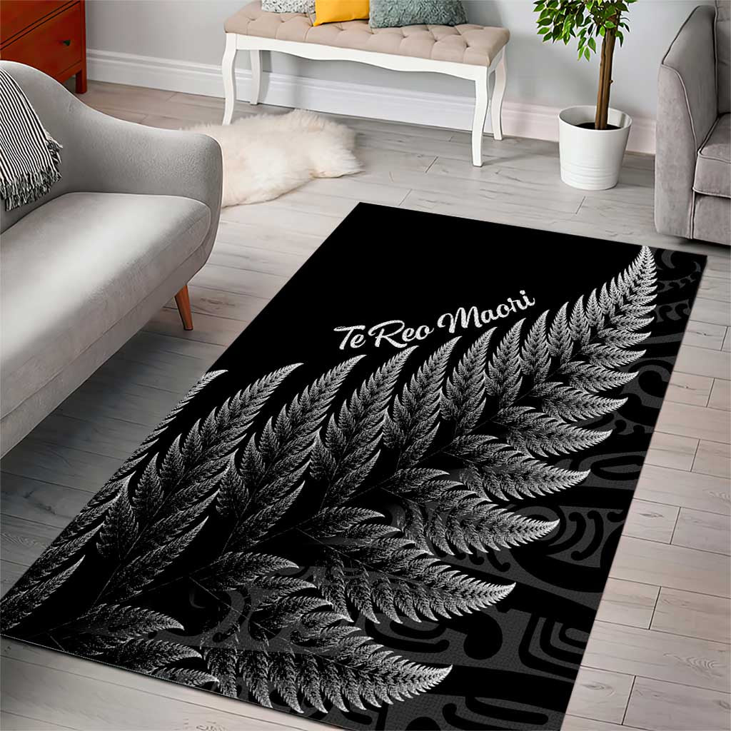 New Zealand Te Reo Māori Area Rug Simple Black Fern