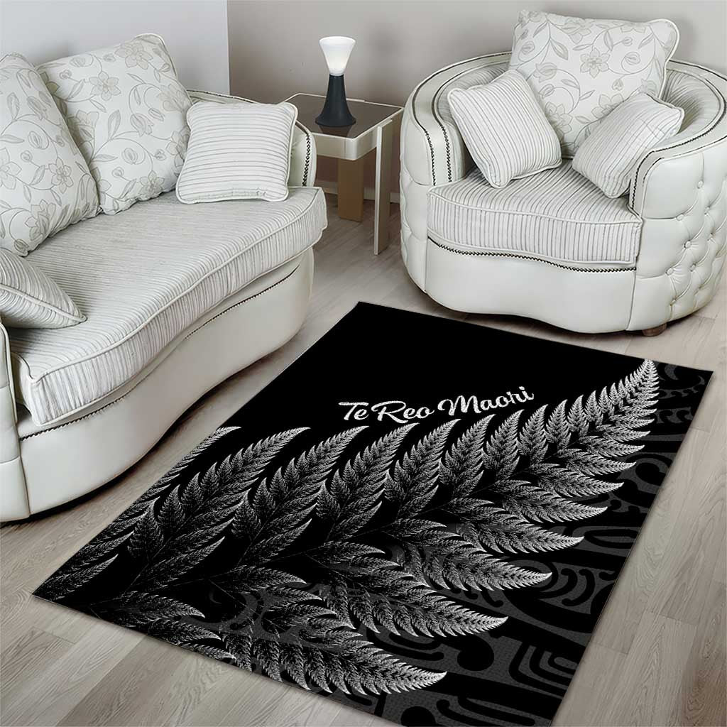 New Zealand Te Reo Māori Area Rug Simple Black Fern