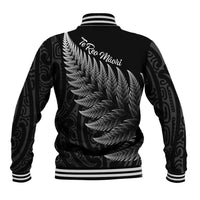 New Zealand Te Reo Mori Baseball Jacket Simple Black Fern LT9 - Polynesian Pride