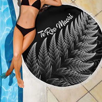 New Zealand Te Reo Mori Beach Blanket Simple Black Fern LT9 - Polynesian Pride