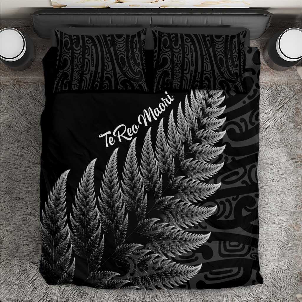 New Zealand Te Reo Māori Bedding Set Simple Black Fern