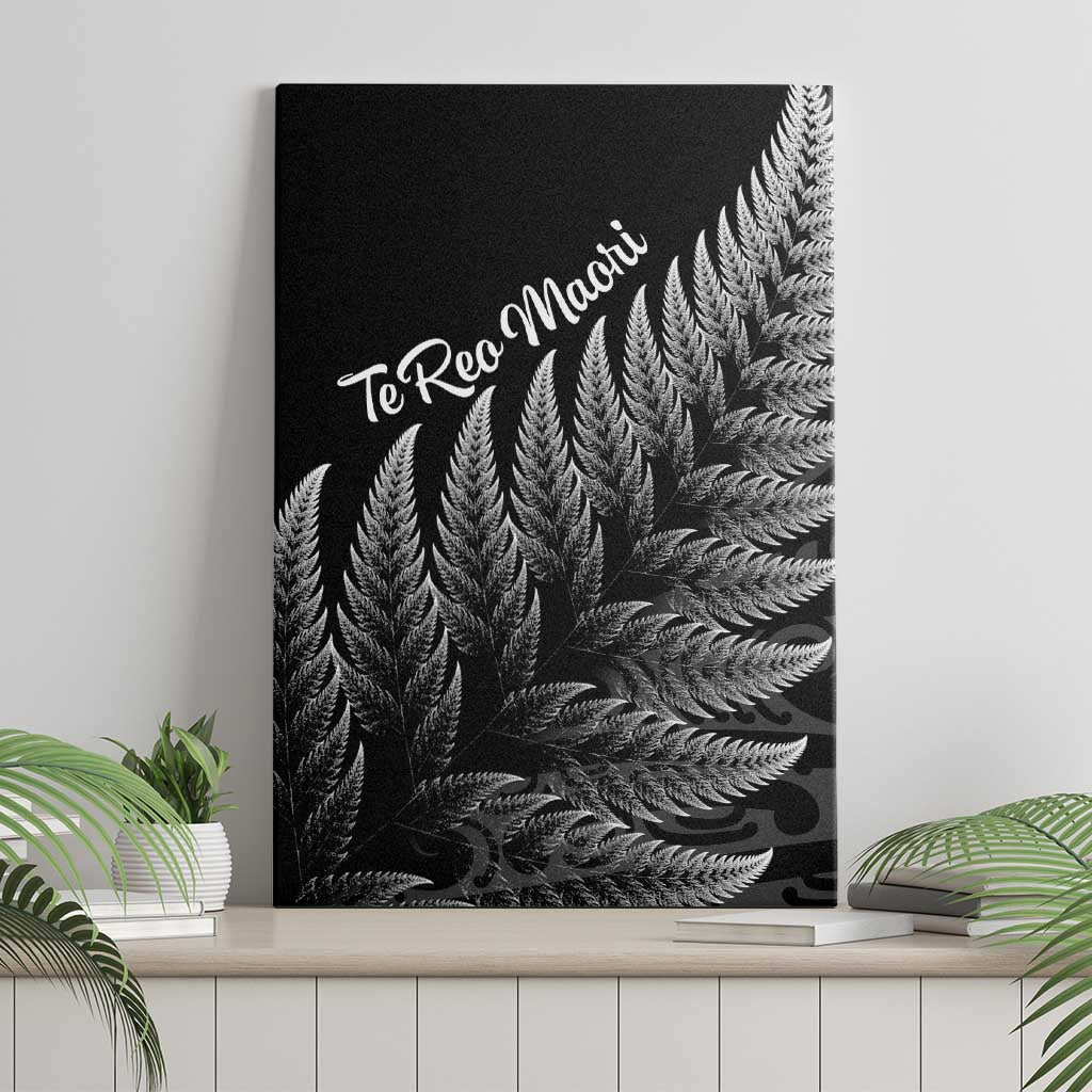 New Zealand Te Reo Mori Canvas Wall Art Simple Black Fern LT9 - Polynesian Pride