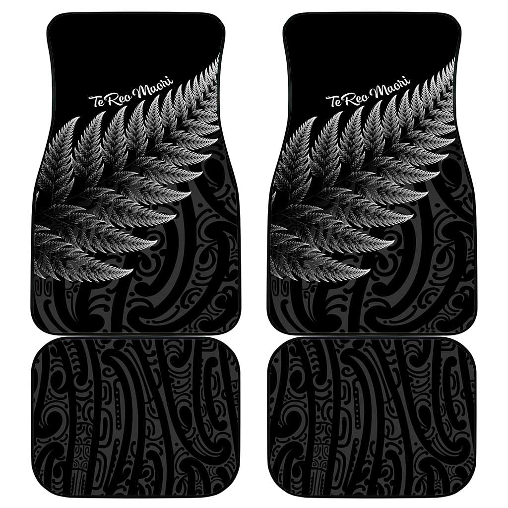 New Zealand Te Reo Mori Car Mats Simple Black Fern LT9 - Polynesian Pride