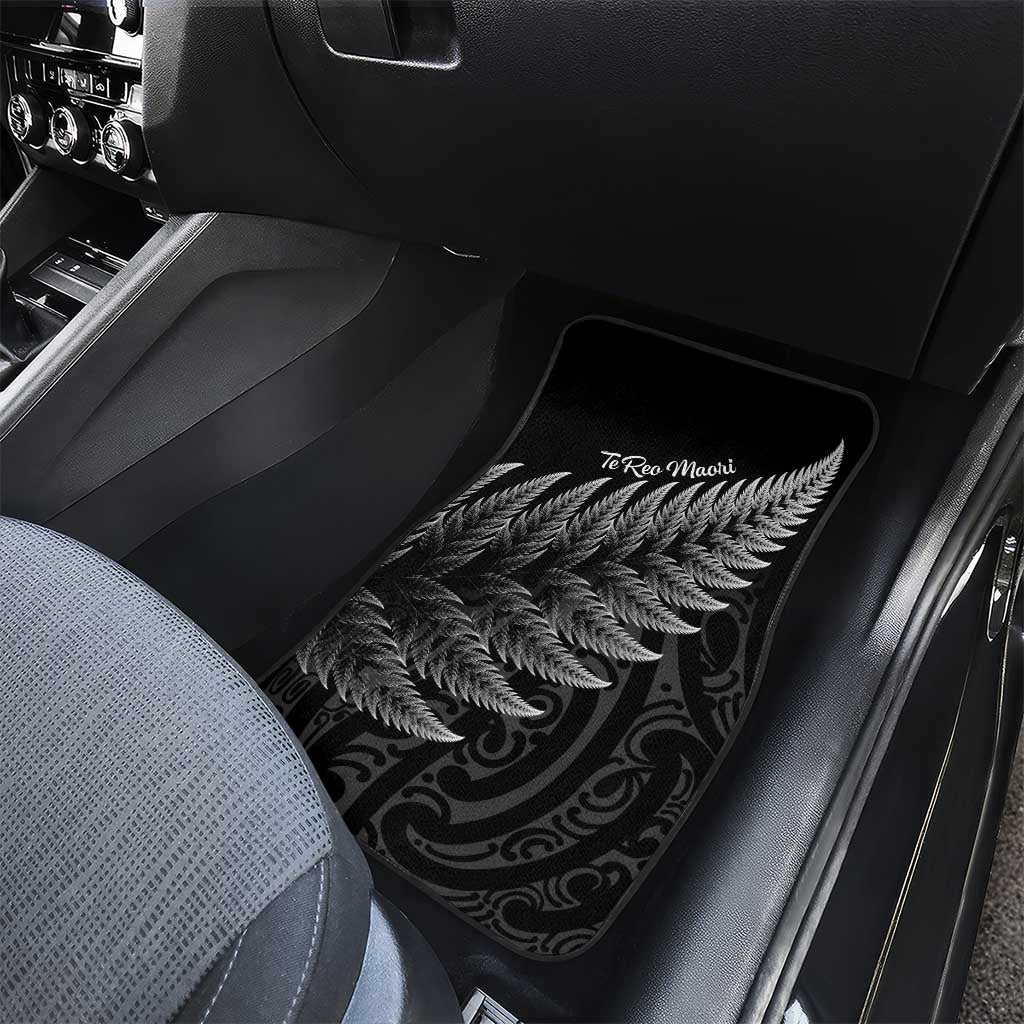 New Zealand Te Reo Mori Car Mats Simple Black Fern LT9 - Polynesian Pride