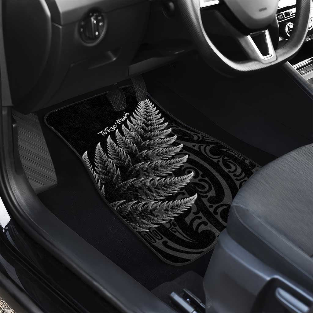 New Zealand Te Reo Mori Car Mats Simple Black Fern LT9 - Polynesian Pride