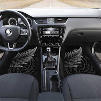 New Zealand Te Reo Mori Car Mats Simple Black Fern LT9 Set 2pcs - Front Black - Polynesian Pride