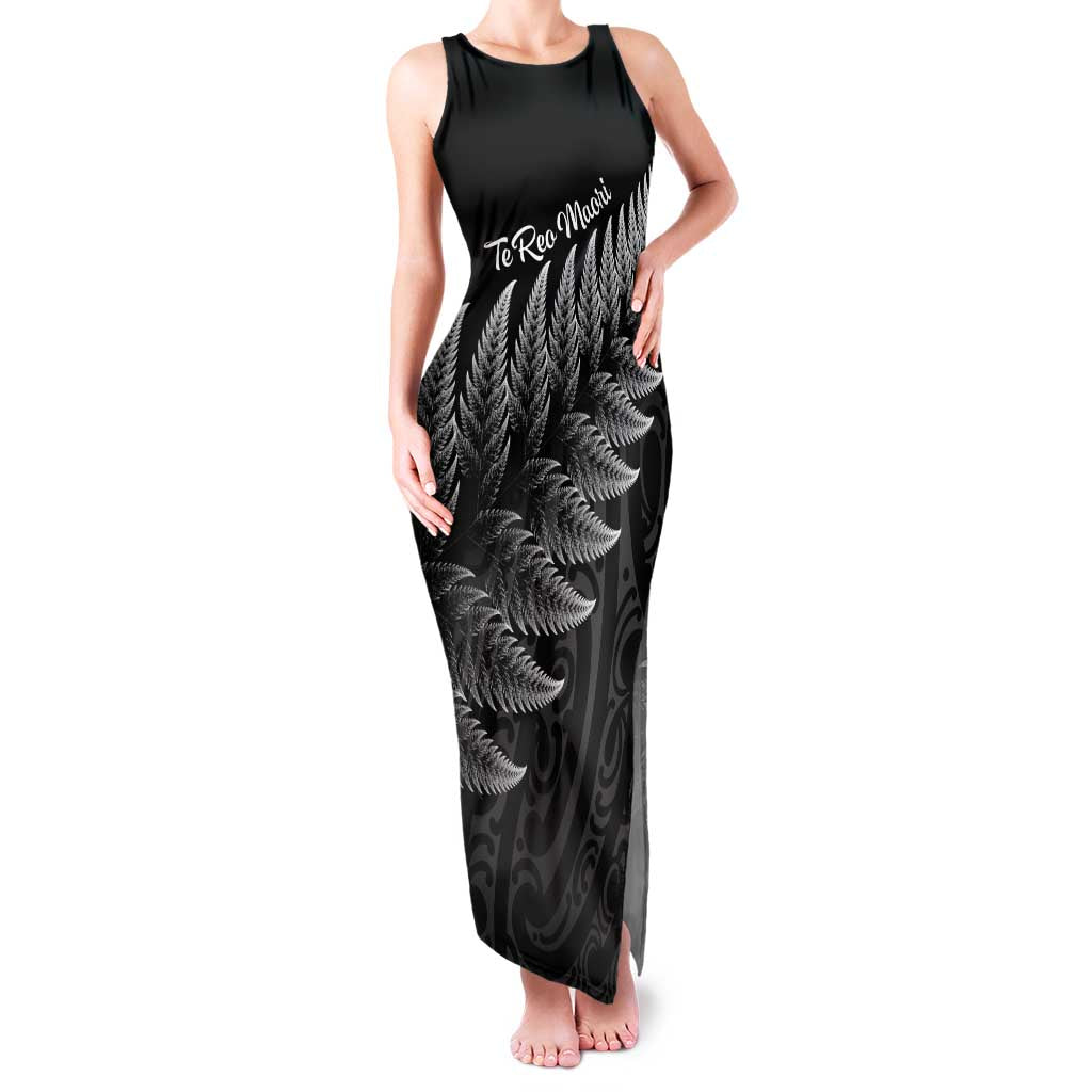 New Zealand Te Reo Māori Family Matching Tank Maxi Dress and Hawaiian Shirt Simple Black Fern
