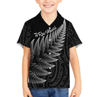 New Zealand Te Reo Māori Family Matching Tank Maxi Dress and Hawaiian Shirt Simple Black Fern