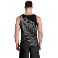 New Zealand Te Reo Mori Men Tank Top Simple Black Fern LT9 - Polynesian Pride