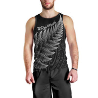 New Zealand Te Reo Mori Men Tank Top Simple Black Fern LT9 - Polynesian Pride