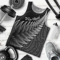New Zealand Te Reo Mori Men Tank Top Simple Black Fern LT9 - Polynesian Pride