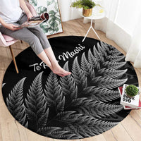 New Zealand Te Reo Māori Round Carpet Simple Black Fern