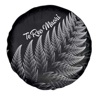 New Zealand Te Reo Mori Spare Tire Cover Simple Black Fern LT9 - Polynesian Pride