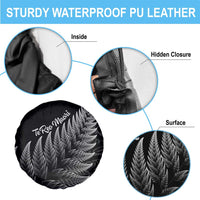 New Zealand Te Reo Mori Spare Tire Cover Simple Black Fern LT9 - Polynesian Pride