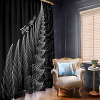 New Zealand Te Reo Mori Window Curtain Simple Black Fern LT9 - Polynesian Pride