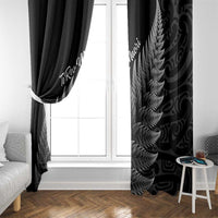 New Zealand Te Reo Mori Window Curtain Simple Black Fern LT9 - Polynesian Pride