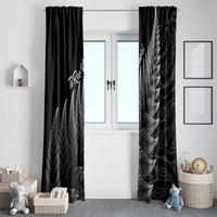 New Zealand Te Reo Mori Window Curtain Simple Black Fern LT9 - Polynesian Pride