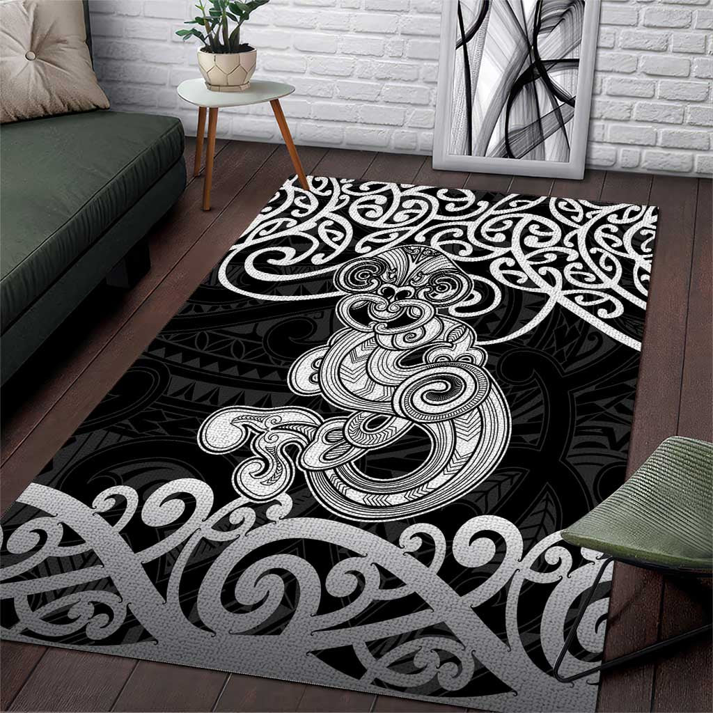 Te Reo Maori Tiki Inspired Art Area Rug