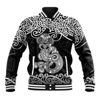 Te Reo Maori Tiki Inspired Art Baseball Jacket LT9 Unisex Black - Polynesian Pride