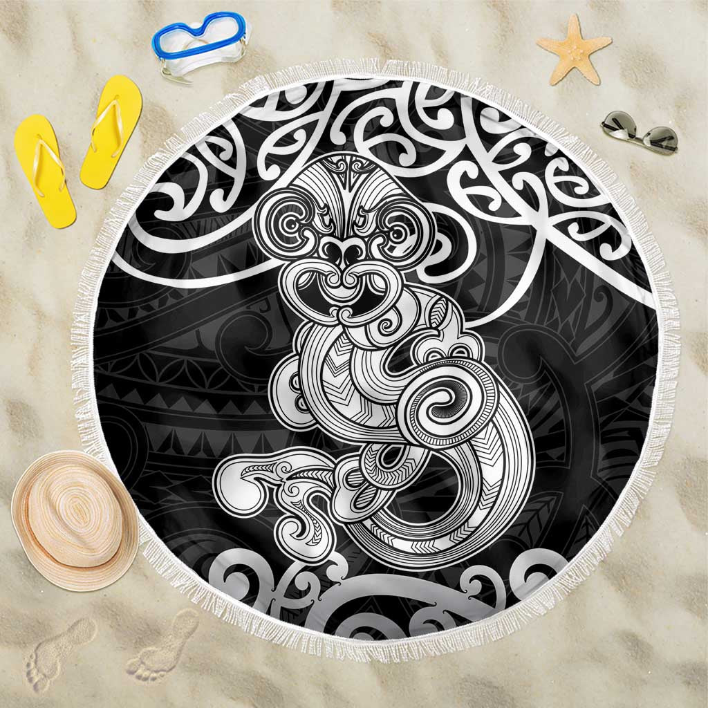 Te Reo Maori Tiki Inspired Art Beach Blanket LT9 One Size 150cm Black - Polynesian Pride