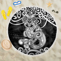 Te Reo Maori Tiki Inspired Art Beach Blanket LT9 One Size 150cm Black - Polynesian Pride