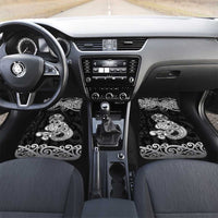 Te Reo Maori Tiki Inspired Art Car Mats LT9 Set 2pcs - Front Black - Polynesian Pride