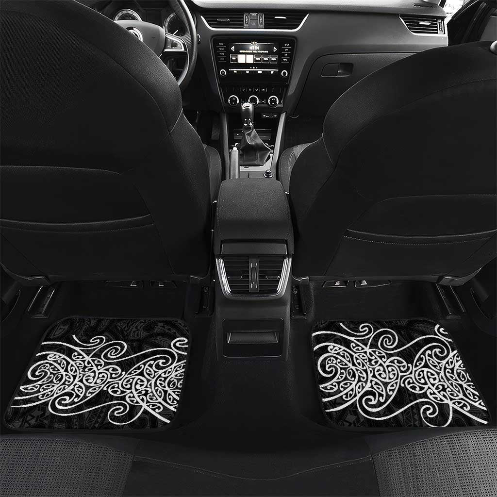 Te Reo Maori Tiki Inspired Art Car Mats LT9 Set 2pcs - Back Black - Polynesian Pride