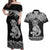 Te Reo Maori Tiki Inspired Art Couples Matching Off Shoulder Maxi Dress and Hawaiian Shirt