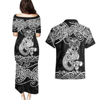 Te Reo Maori Tiki Inspired Art Couples Matching Puletasi and Hawaiian Shirt LT9 - Polynesian Pride