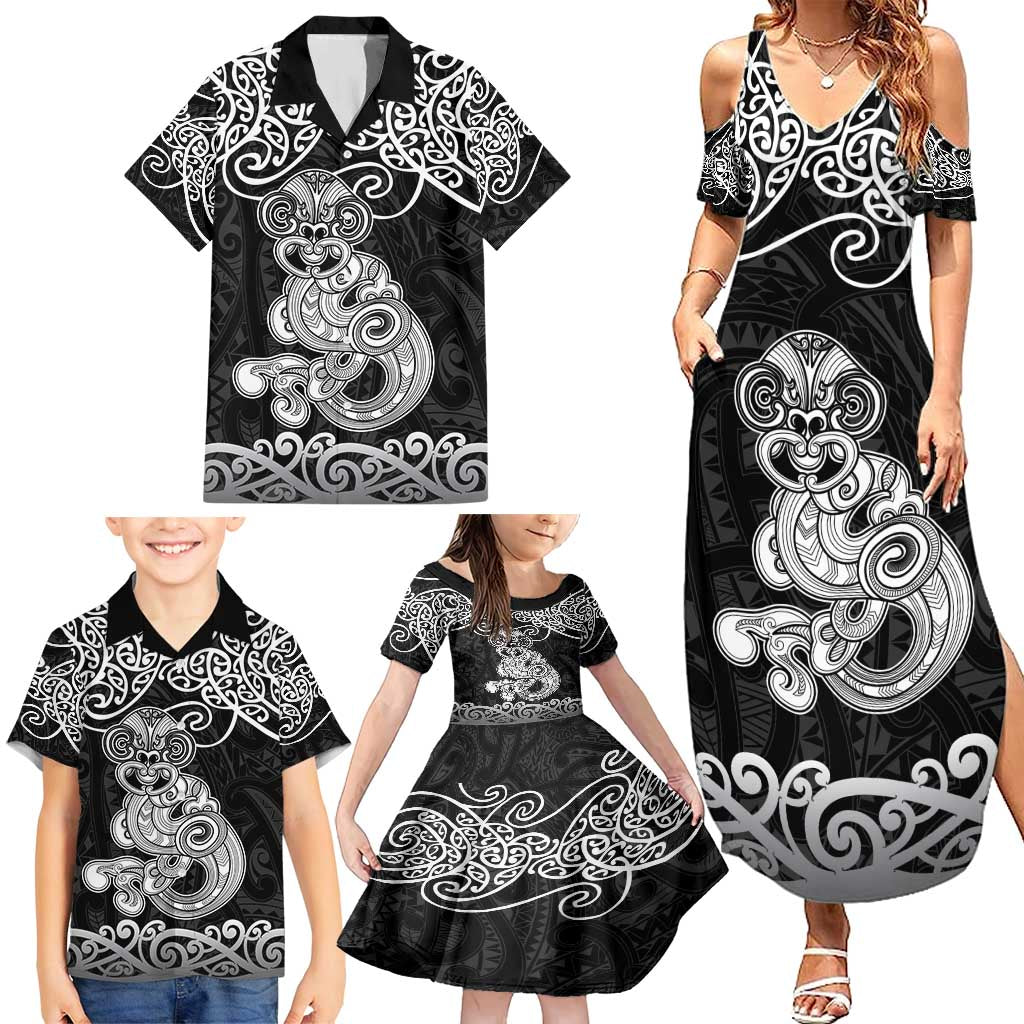 Te Reo Maori Tiki Inspired Art Family Matching Summer Maxi Dress and Hawaiian Shirt LT9 - Polynesian Pride