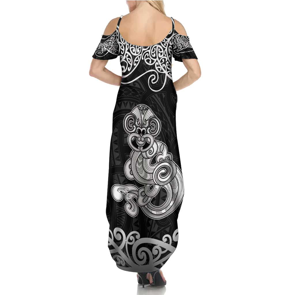 Te Reo Maori Tiki Inspired Art Family Matching Summer Maxi Dress and Hawaiian Shirt