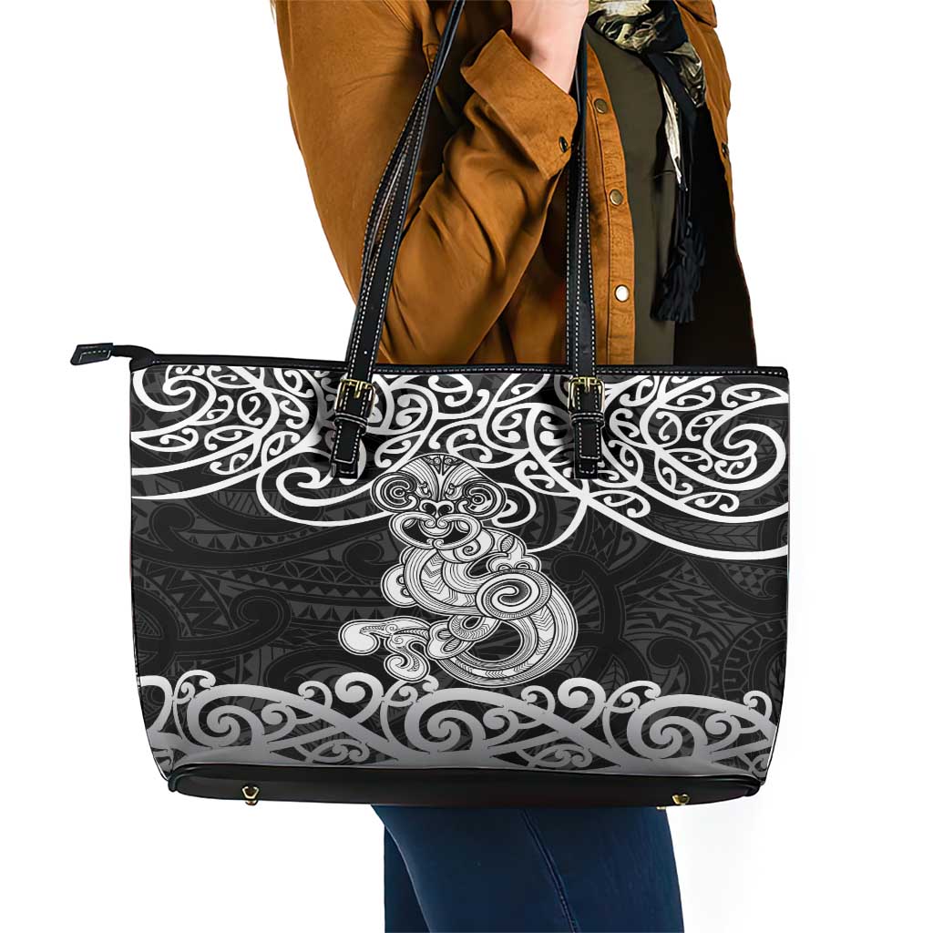 Te Reo Maori Tiki Inspired Art Leather Tote Bag LT9 - Polynesian Pride
