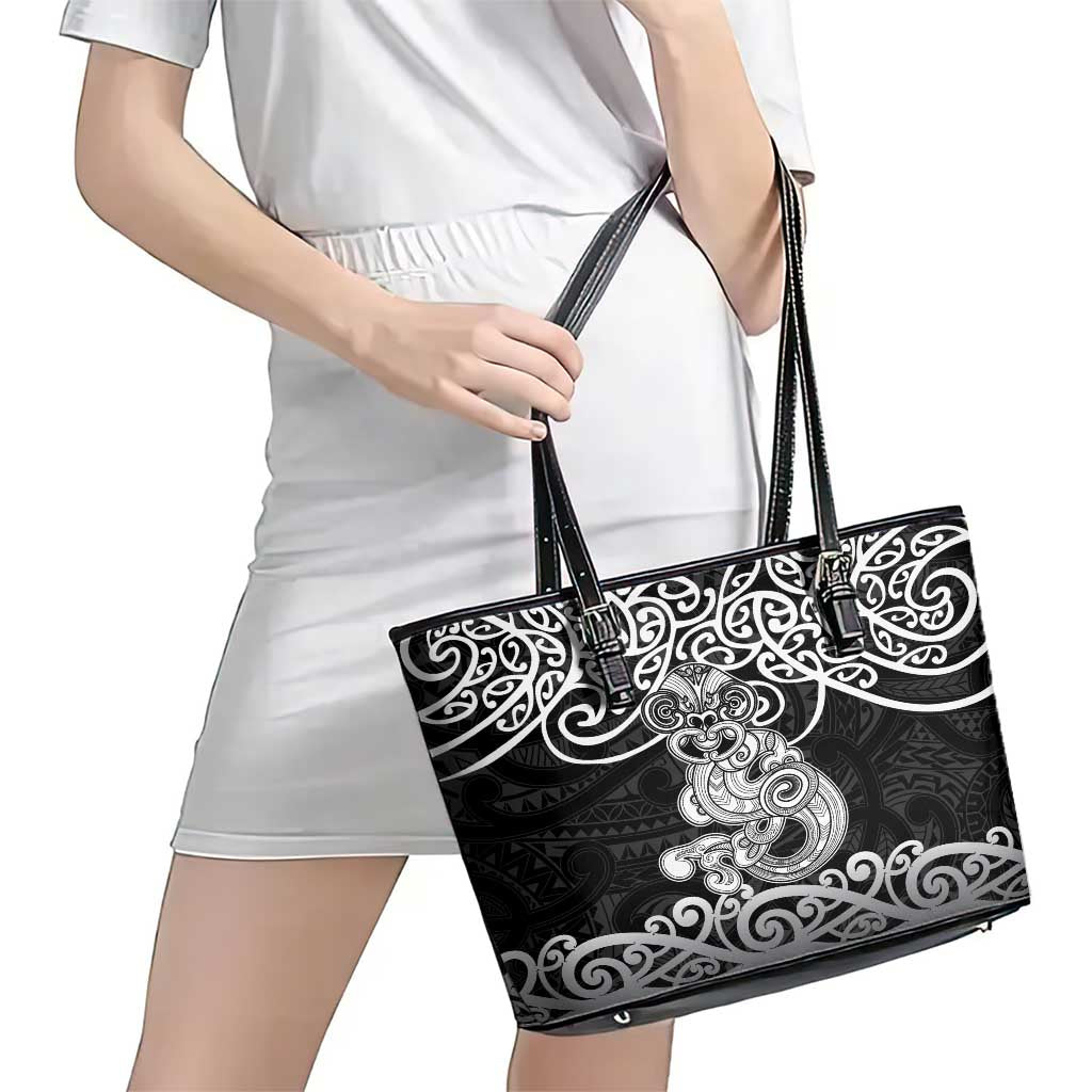 Te Reo Maori Tiki Inspired Art Leather Tote Bag LT9 - Polynesian Pride