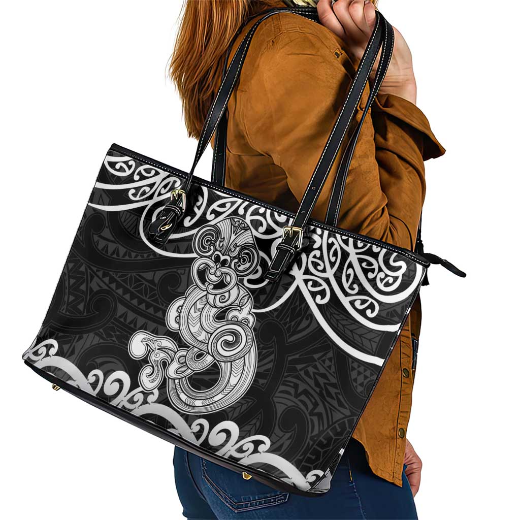 Te Reo Maori Tiki Inspired Art Leather Tote Bag LT9 - Polynesian Pride