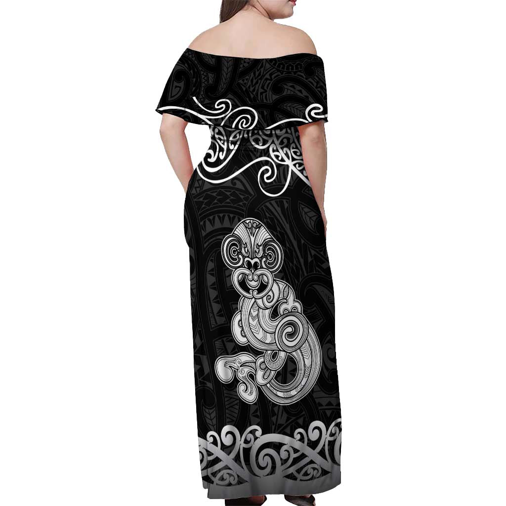 Te Reo Maori Tiki Inspired Art Off Shoulder Maxi Dress LT9 - Polynesian Pride