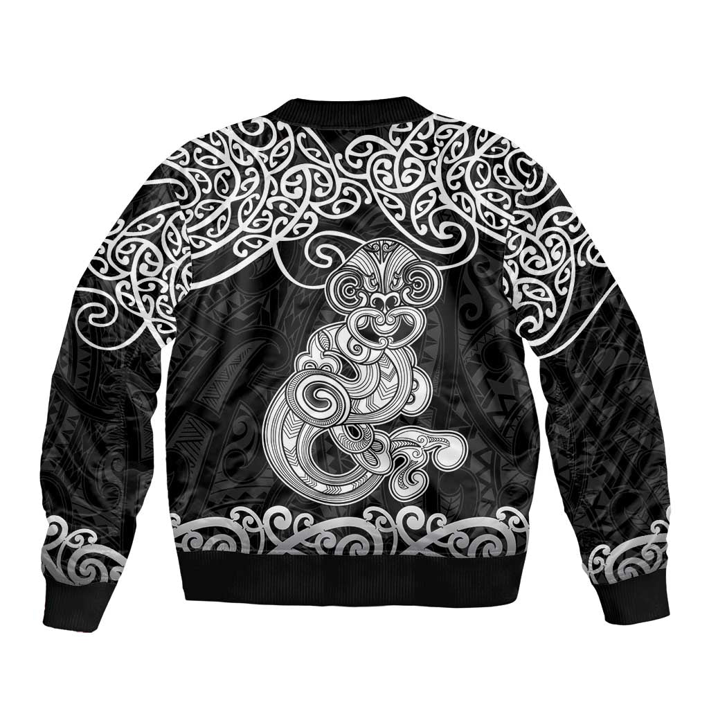 Te Reo Maori Tiki Inspired Art Sleeve Zip Bomber Jacket LT9 - Polynesian Pride
