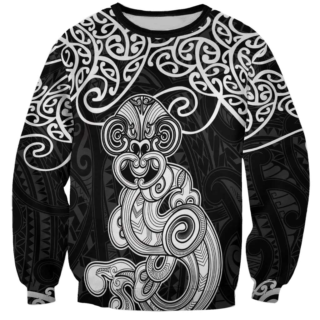 Te Reo Maori Tiki Inspired Art Sweatshirt LT9 Unisex Black - Polynesian Pride