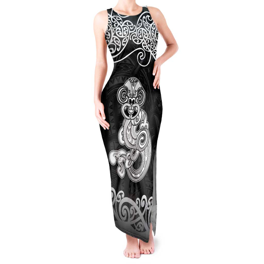Te Reo Maori Tiki Inspired Art Tank Maxi Dress LT9 Women Black - Polynesian Pride