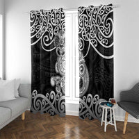 Te Reo Maori Tiki Inspired Art Window Curtain LT9 With Grommets Black - Polynesian Pride