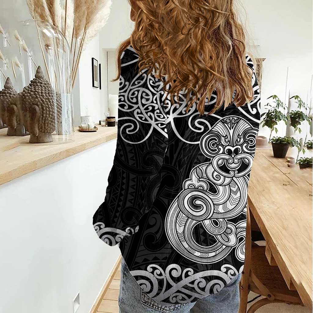 Te Reo Maori Tiki Inspired Art Women Casual Shirt