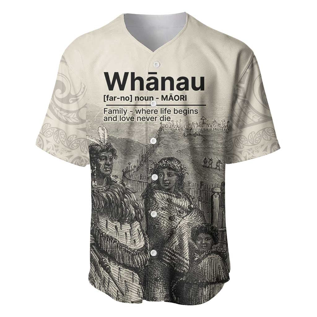 Whanau Maori Language Baseball Jersey Te Reo Maori Inspired Art