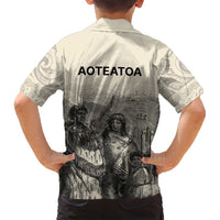 Whanau Maori Language Family Matching Off Shoulder Short Dress and Hawaiian Shirt Te Reo Maori Inspired Art LT9 - Polynesian Pride