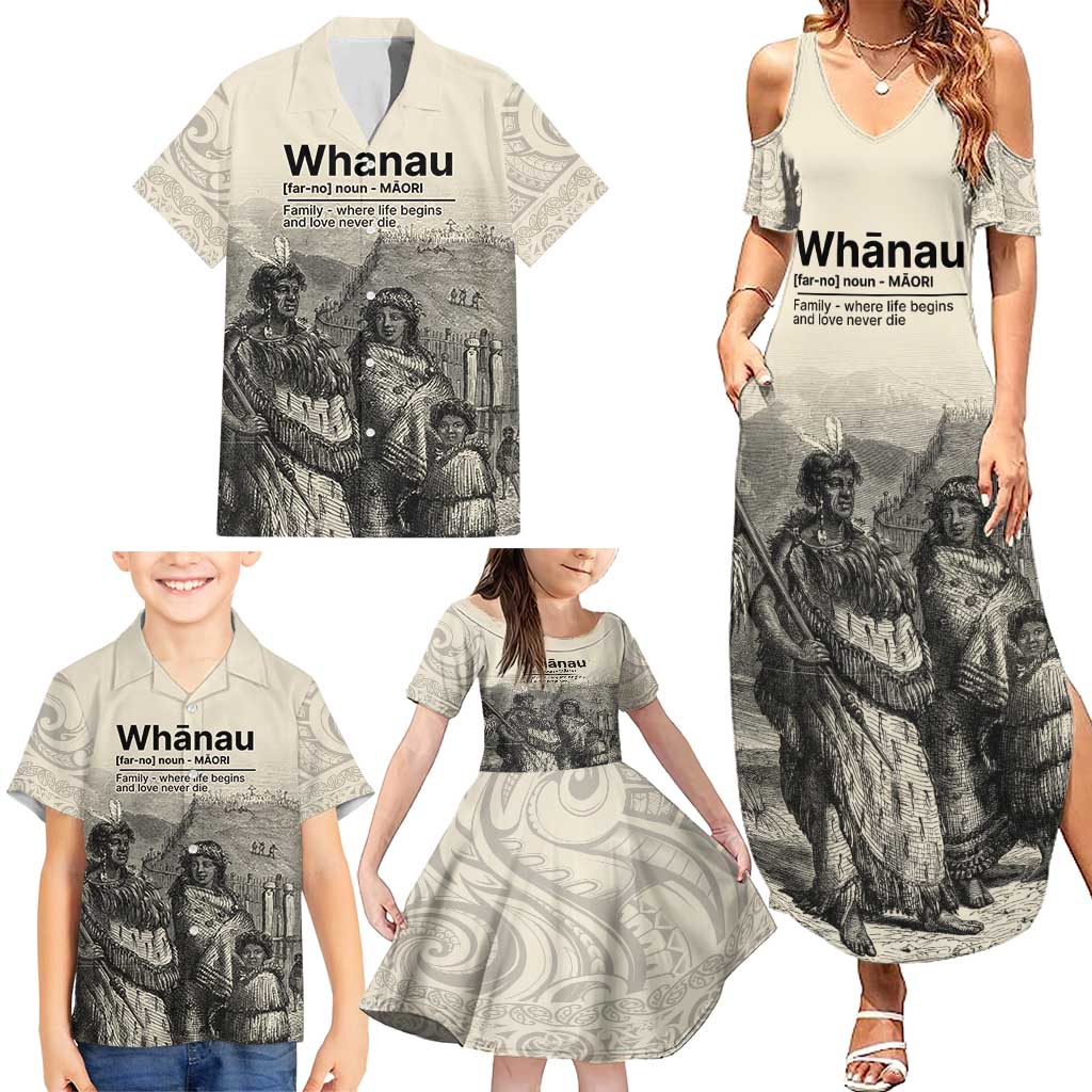 Whanau Maori Language Family Matching Summer Maxi Dress and Hawaiian Shirt Te Reo Maori Inspired Art