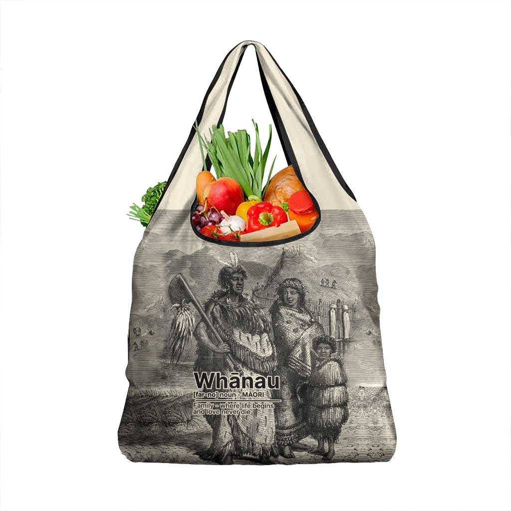 Whanau Maori Language Grocery Bag Te Reo Maori Inspired Art LT9 1-pack One Size Nude - Polynesian Pride