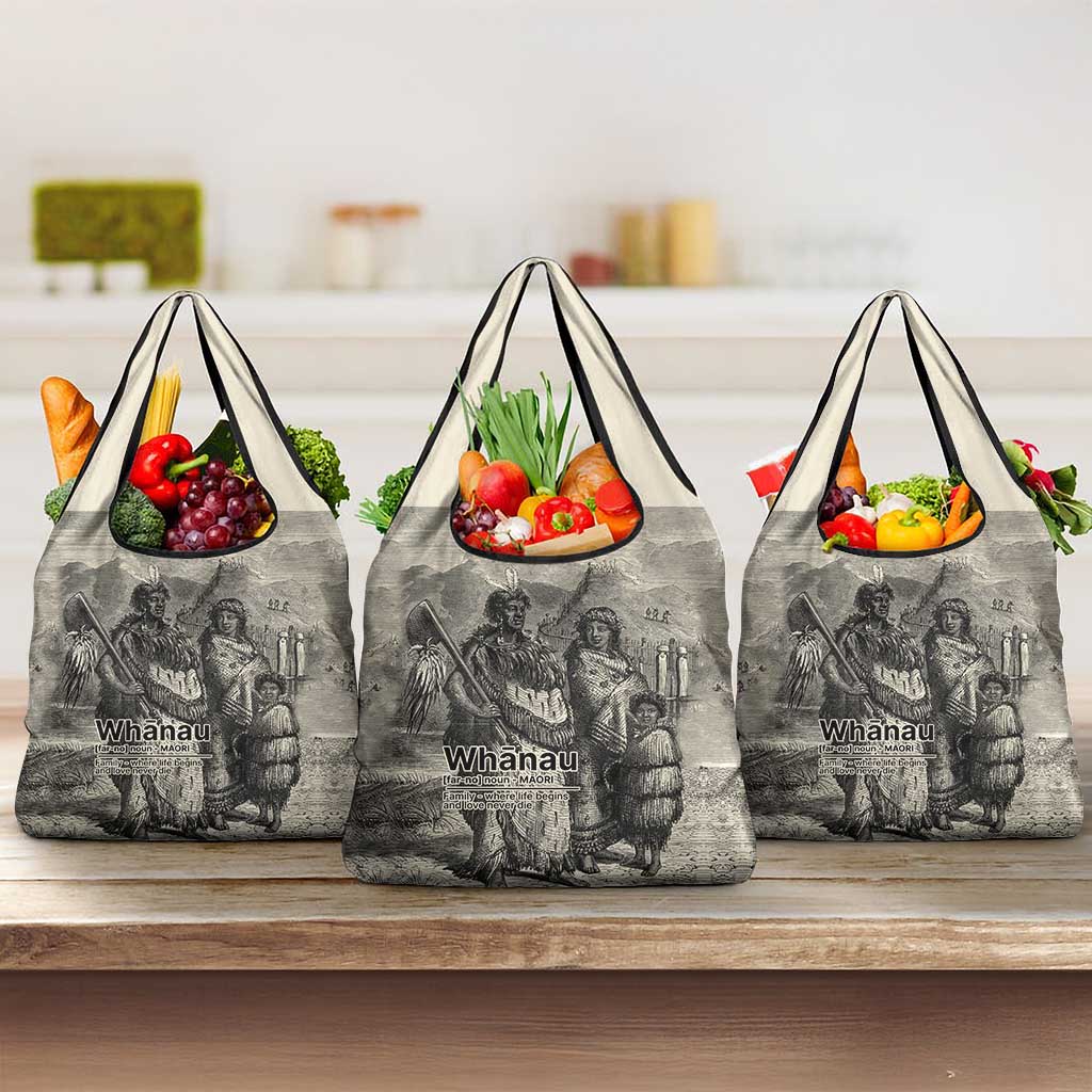 Whanau Maori Language Grocery Bag Te Reo Maori Inspired Art LT9 3-pack One Size Nude - Polynesian Pride