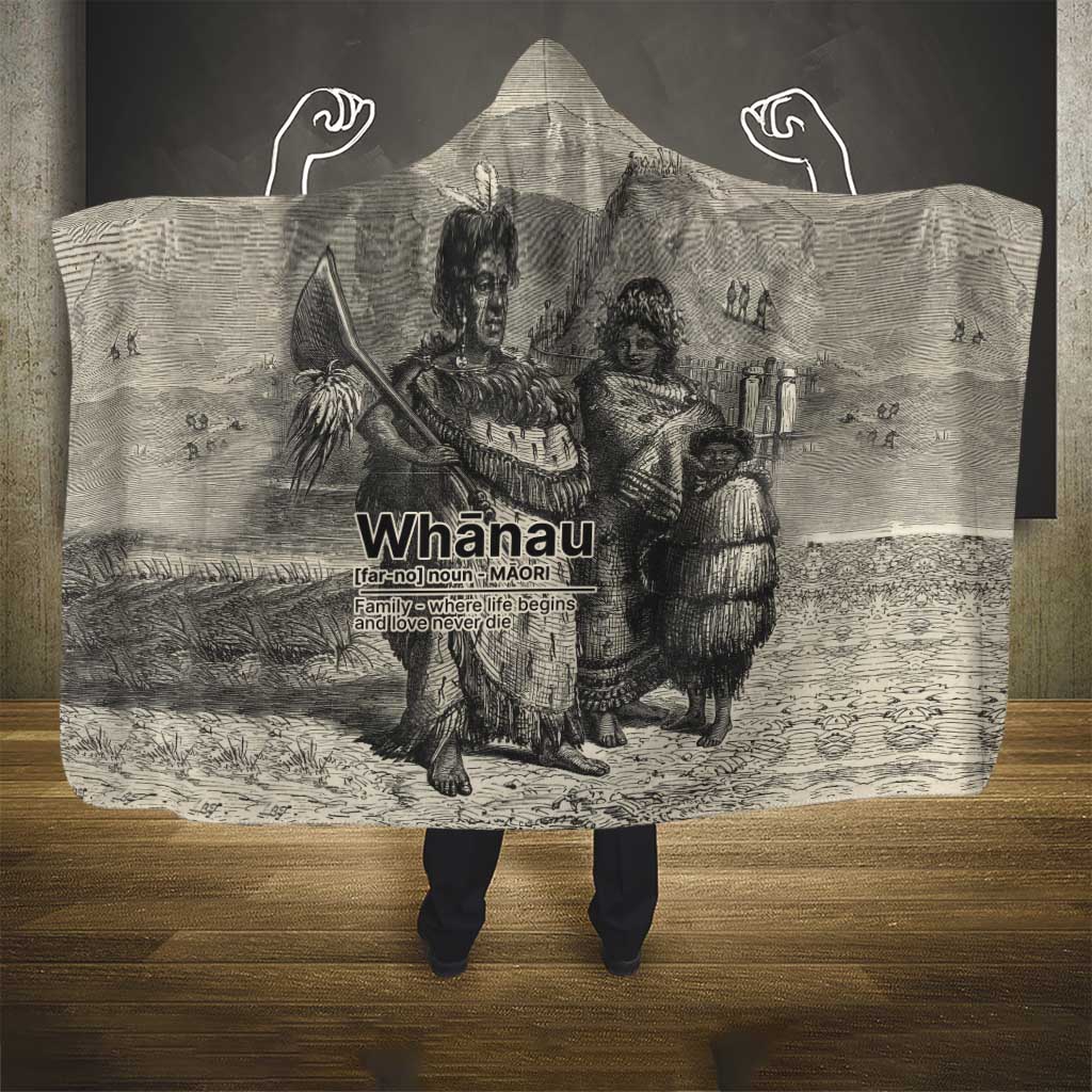 Whanau Maori Language Hooded Blanket Te Reo Maori Inspired Art LT9 - Polynesian Pride